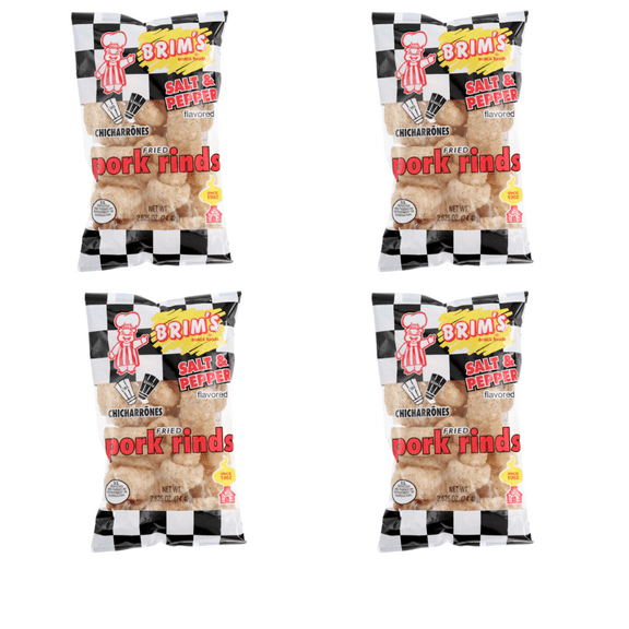 Fried Pork Rinds - 4 Pack Crunchy Salt and Pepper Flavorful Snack, High Protein Value Parties Gift Movie Celebration