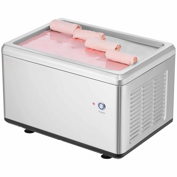 Fried Roll Machine, 12.6" Stir-Fried Pan, Stainless Steel Roll Maker with Compressor, for Frozen Yogurt & Ice Cream Rolls