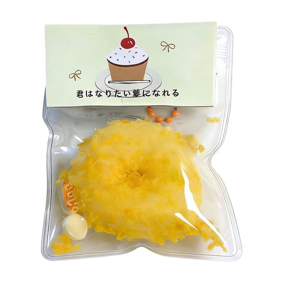 Fried Square Cake and Donut Squishy Fidget Toys for Adults Yellow Sensory Gadget Soft Tactile Office Desk Accessory Slow Rising Tool 1 Pack