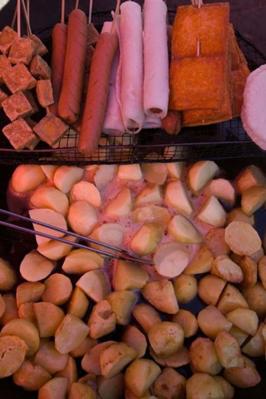 Fried potatoes and snacks on the grill in a street market Old Town Lijiang Yunnan Province China Canvas Art - Panoramic Images (24 x 36)