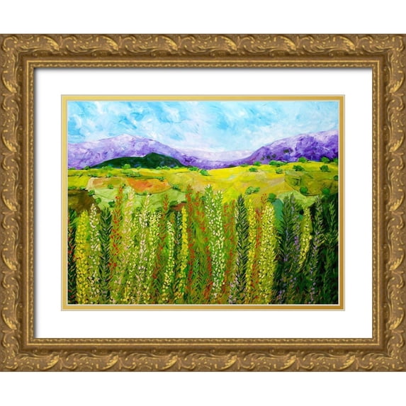 Friedlander, Allen 24x19 Gold Ornate Wood Framed with Double Matting Museum Art Print Titled - Flower Hedge