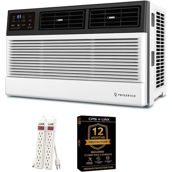 Friedrich 8,000 BTU Smart Window Air Conditioner with WiFi, Quiet & Energy Efficient AC for Rooms up to 350 Sq. Ft. – Bundle with UAX Surge Protector & 1-Year CPS Warranty