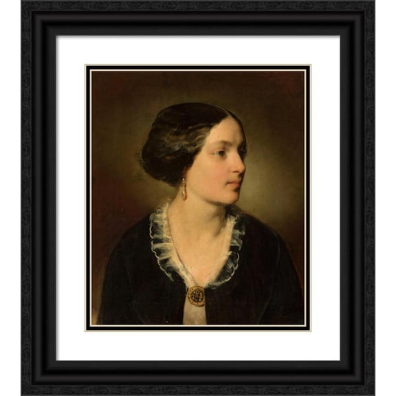 Friedrich Amerling 12x14 Black Ornate Wood Framed Double Matted Museum Art Print Titled: Portrait of Katarzyna Potocka Nee Branicka (1825-1907) (1852)