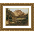 thumbnail image 1 of Friedrich August Matthias Gauermann 14x12 Gold Ornate Wood Frame and Double Matted Museum Art Print Titled - The Front Langbathsee with the Hollengebirge (1828-1830), 1 of 4