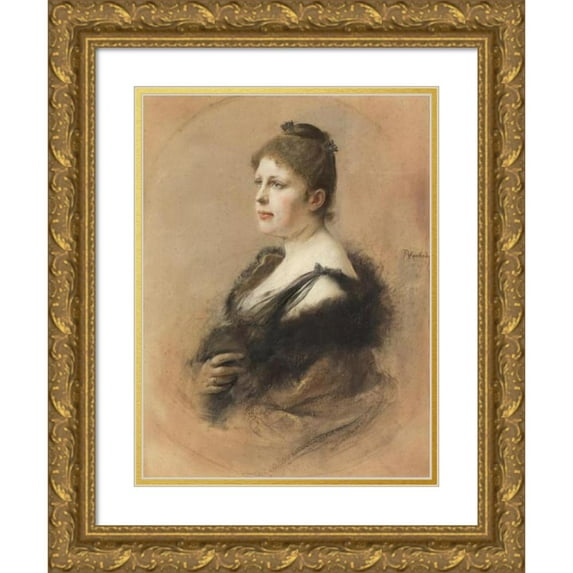 Friedrich August von Kaulbach 19x24 Gold Ornate Framed and Double Matted Museum Art Print Titled - Cecile Von Munkacsy (1883)
