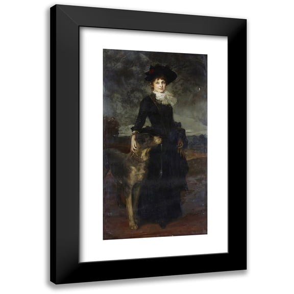 Friedrich August von Kaulbach 9x14 Black Modern Framed Museum Art Print Titled - Mina Kaulbach with Great Dane