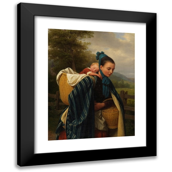 Friedrich Eduard Meyerheim 12x14 Black Modern Framed Museum Art Print Titled - Harmian with Child (1845)