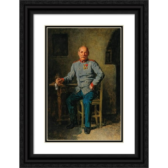 Friedrich Friedländer 13x18 Black Ornate Wood Framed Double Matted Museum Art Print Titled - Discovered Soldier