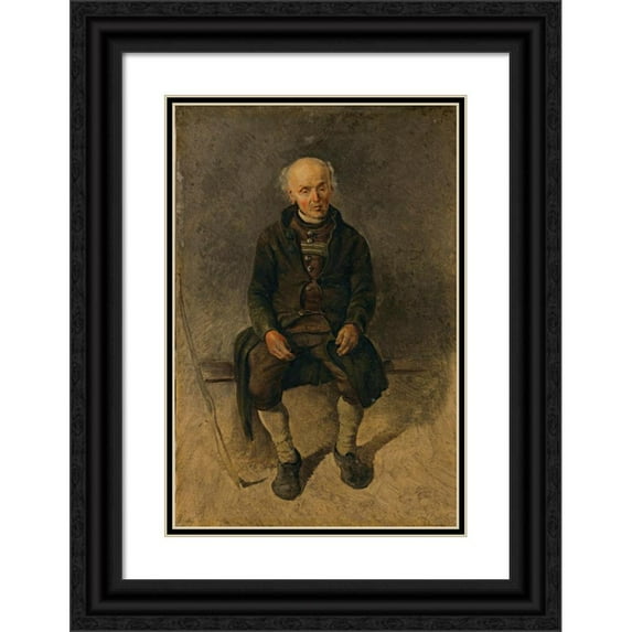 Friedrich Gauermann 13x18 Black Ornate Wood Framed Double Matted Museum Art Print Titled - Farmer Smoking a Pipe