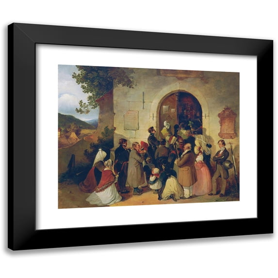 Friedrich Johann Treml 24x20 Black Modern Framed Museum Art Print Titled - Pilgrims (1842)