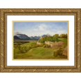 thumbnail image 1 of Friedrich Loos 14x11 Gold Ornate Wood Frame and Double Matted Museum Art Print Titled - The Monchsberg in Salzburg with the Josefsturm (1826), 1 of 4
