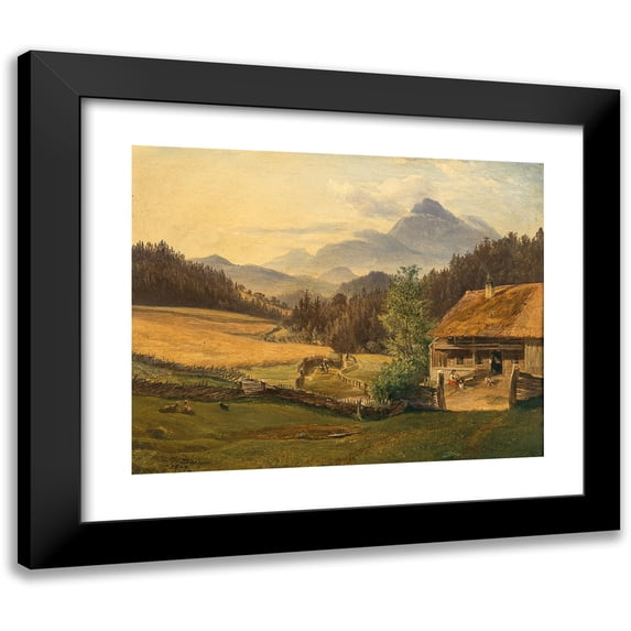 Friedrich Loos 14x12 Black Modern Framed Museum Art Print Titled - Summer Landscape in the Mountains (1839)