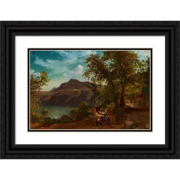 Friedrich Loos 24x17 Black Ornate Framed Double Matted Museum Art Print Titled: Monte Cavo Bei Albano (1854)
