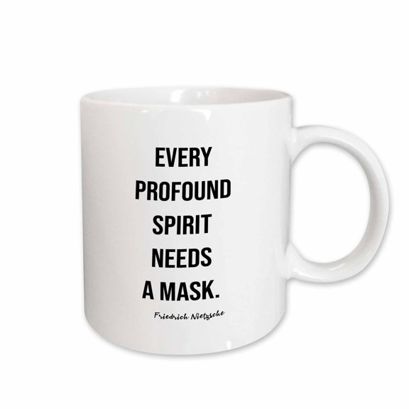 3drose, Friedrich Nietzsche Quote on a Mask. Wise, Positive Gift, 15oz Mug