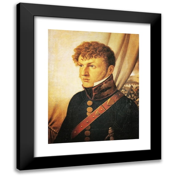 Friedrich Overbeck 12x14 Black Modern Framed Museum Art Print Titled - Portrait of Johann Christian Jeremias Martini as Military Surgeon of the Imperial French 25th Light Infantery Regiment (1809)