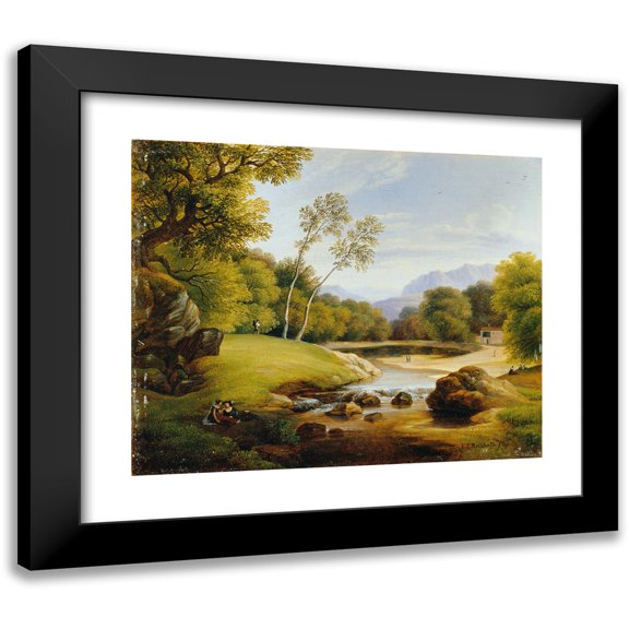 Friedrich Philipp Reinhold 18x15 Black Modern Framed Museum Art Print Titled - Couple in Landscape (1819)