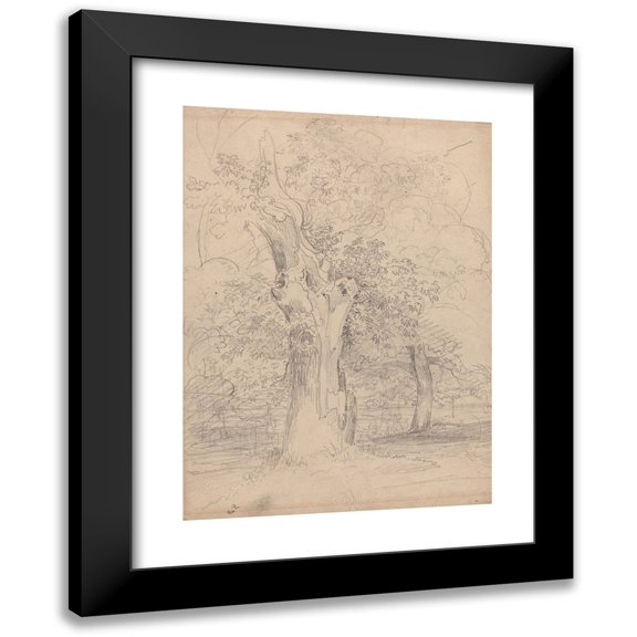 Friedrich Salathé 19x24 Black Modern Framed Museum Art Print Titled - An Ancient Tree with Figures in a Landscape (C. 1835)
