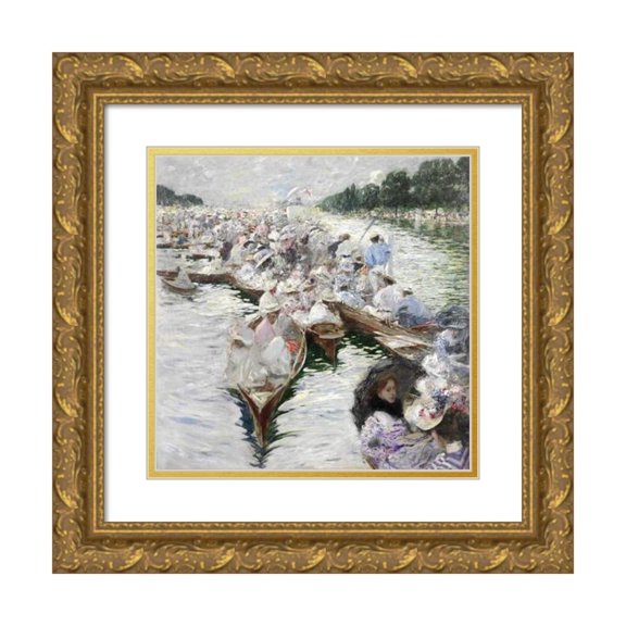 Friedrich Stahl Henley 15x15 Gold Ornate Wood Frame and Double Matted Museum Art Print Titled - Regatta