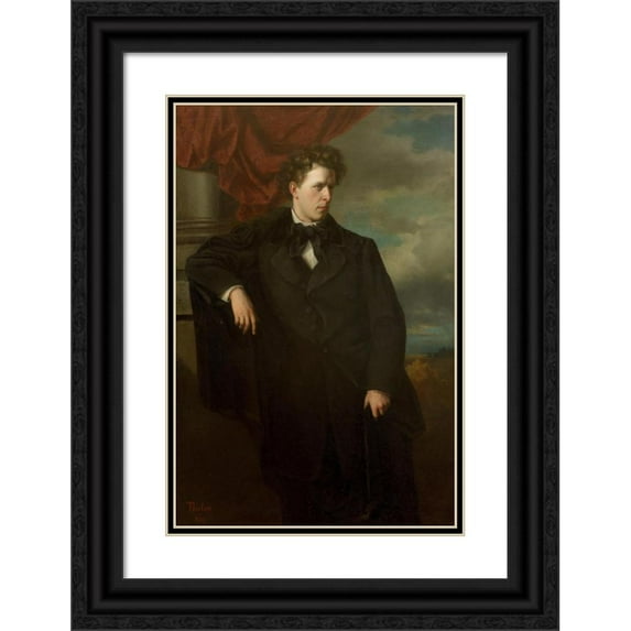 Friedrich Thelen-Rüden 11x14 Black Ornate Wood Framed Double Matted Museum Art Print Titled: Josef Lewinsky, Burgtheater Actor (1860)