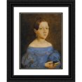 thumbnail image 1 of Friedrich Wasmann 15x18 Black Ornate Wood Framed Double Matted Museum Art Print Titled - Half -Length Portrait of a Young Girl in a Blue Dress, 1 of 5