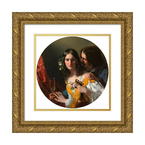 Friedrich von Amerling 12x12 Gold Ornate Wood Frame and Double Matted Museum Art Print Titled - The Three Most Delicious Things (1838)