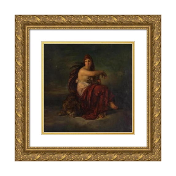 Friedrich von Amerling 15x15 Gold Ornate Wood Frame and Double Matted Museum Art Print Titled - The Strength