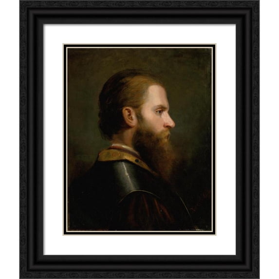 Friedrich von Amerling 15x18 Black Ornate Wood Framed Double Matted Museum Art Print Titled - Head Study of a Man (1850)
