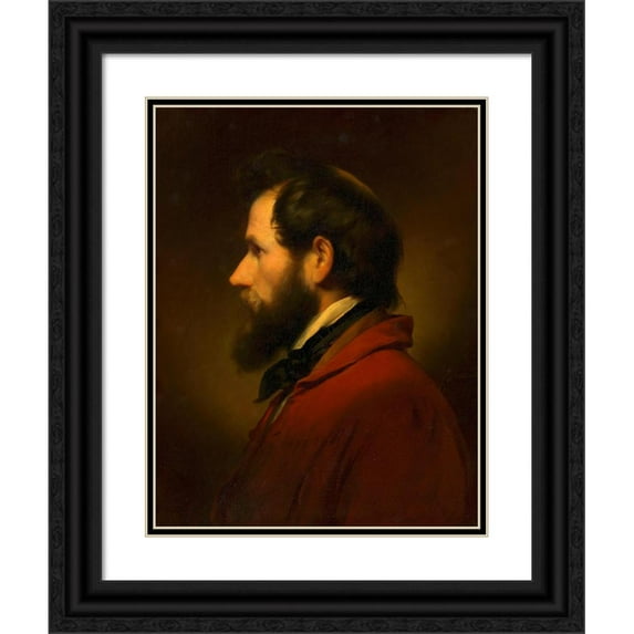 Friedrich von Amerling 15x18 Black Ornate Wood Framed Double Matted Museum Art Print Titled - Self -Portrait Friedrich Von Amerling (1849)