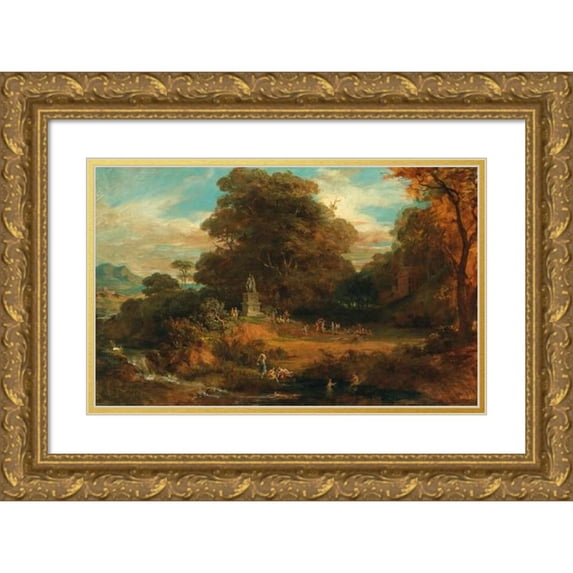 Friedrich von Amerling 18x12 Gold Ornate Wood Frame and Double Matted Museum Art Print Titled - Ideal Landscape
