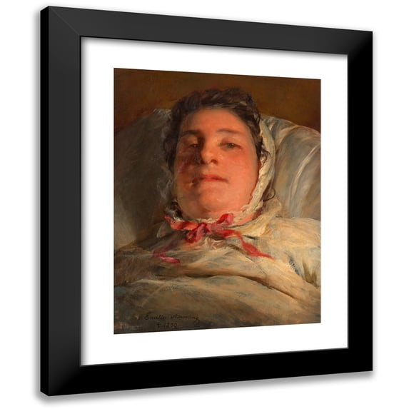 Friedrich von Amerling 19x24 Black Modern Framed Museum Art Print Titled - Emilie Amerling, Born Heinrich on the Bedside (3rd Wife of the Artist) (1872)