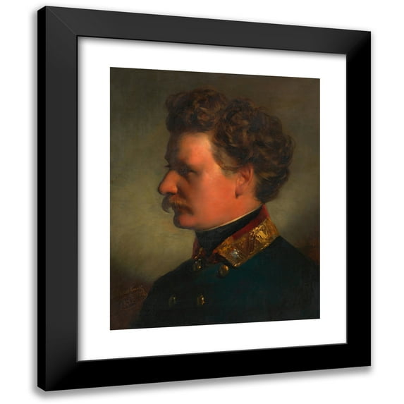 Friedrich von Amerling 20x24 Black Modern Framed Museum Art Print Titled - Joseph Georg Amerling as a Major (Brother of the Artist) (1852)