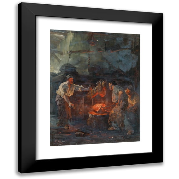 Friedrich von Keller 12x14 Black Modern Framed Museum Art Print Titled - In the Hammer Mill