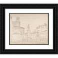thumbnail image 1 of Friedrich von Nerly 18x15 Black Ornate Wood Framed Double Matted Museum Art Print Titled - View of the South Side of the Church of Santi Giovanni E Paolo in Venice, with Verrocchio's St, 1 of 5