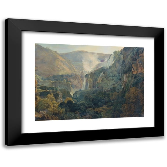 Friedrich von Nerly 24x18 Black Modern Framed Museum Art Print Titled - The Waterfalls of Terni (1834)