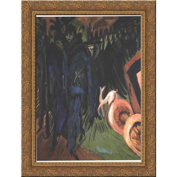 Friedrichstrasse, Berlin 24x18 Gold Ornate Wood Framed Canvas Art by Ernst Ludwig Kirchner