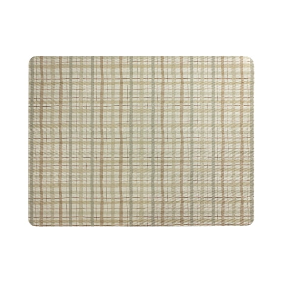 Frieling EveryDay Rectangular Placemat (Beige Plaid), Anti-Slip Table Mat for Dining, Kitchen & Outdoor Use – 13" x 17" Vinyl & Polyester Woven Design – Stylish Table Decor, Made in Chile