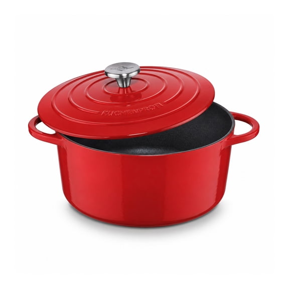 Frieling Küchenprofi Provence 4.4 Qt Dutch Oven - Cast Iron Enameled Cooking Pot with Heat Resistant Lid - 9.5" Versatile Cookware for Casseroles, Braising & Roasting (Classic Red)