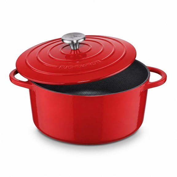 Frieling Küchenprofi Provence Dutch Oven, 5.6 Qt - Enameled Cast Iron 10" Cooking Pot with Heat Resistant Lid & Stainless Steel Knob - Versatile Cookware for Soups, Stews & Braising (Classic Red)