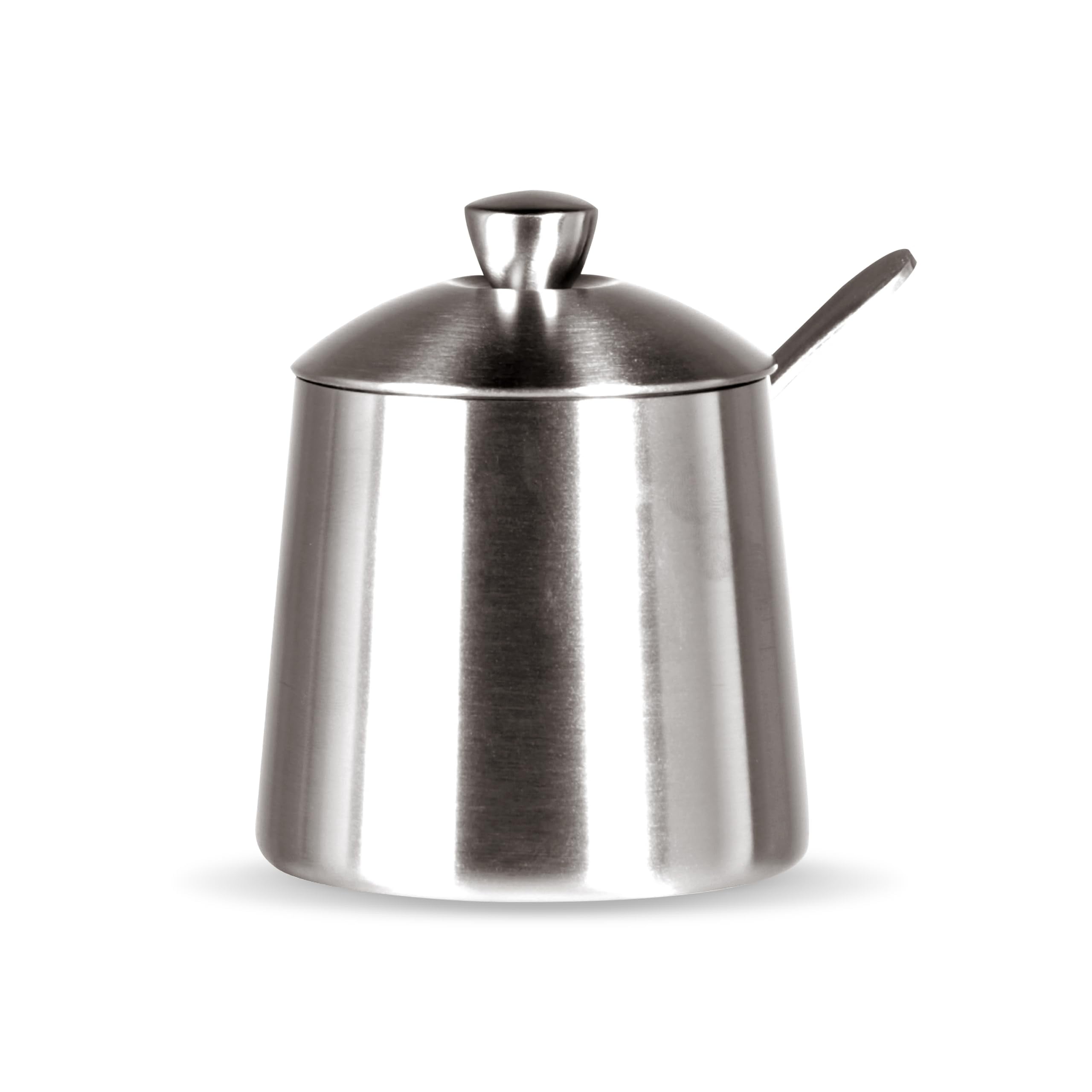 Brushed Stainless Steel Sugar Bowl with Spoon, 10 oz