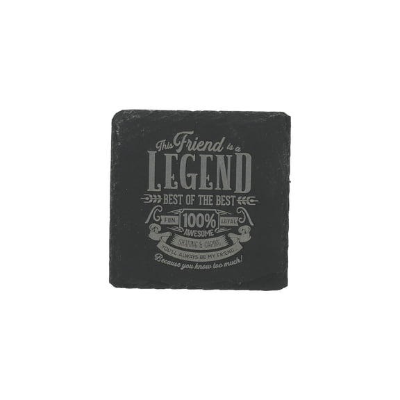 Pavilion Gift Company - Friend - 4" x 4" Slate Engraved Drink Cup Coaster Bestie Best Friend BFF Friendship Bar Accessory