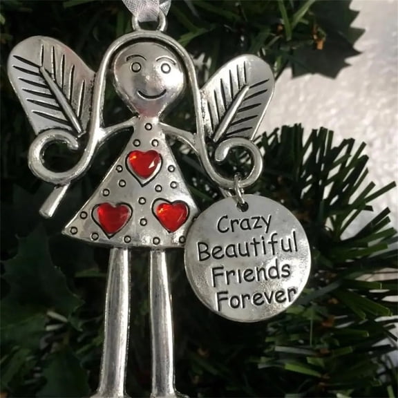 Friend Angel Ornament,Christmas Gift Keepsake with Velvet Bag Holiday Hanging Decoration,for Women Female Friend Birthday New Year Tree Decor Sentimental Friendship Ornament