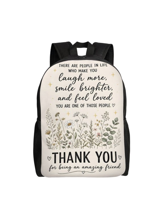 Friend Appreciation Backpack Full Front Print Travel Laptop Bag for Men and Women
