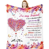 Friend Blanket "40x50" Friendship Flannel Throw Blanket Best Friend Birthday Gifts for Women Bestie Female Blankets Pink To My Friend Blank Gift