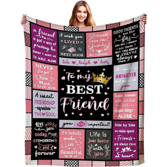 Friend Blanket Friend Gifts for Women,Unique Friendship Throws and Blankets Flannel Friend Birthday Gifts for Women Bestie Friends Female Soul Sister 50"x40"