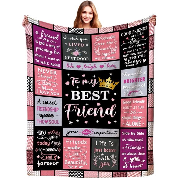 Friend Blanket Gifts for Women,Unique Friendship Throws and Blankets Flannel Birthday Gifts for Women Bestie Friends Female Soul Sister 50"x40"