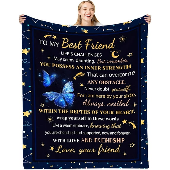 Friend Blanket, for Women, Best Friend Birthday Gifts Blanket 40x50in, Soul Friend Graduation Gifts Ideas for Women, Friendship Gifts for Women