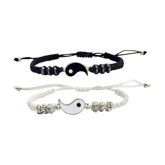 Friend Bracelets 2 Matching Yin And Yangs Adjustable Rope Bracelets For Friendship Relationship Boyfriend Girlfriend Valentine's Day Gift