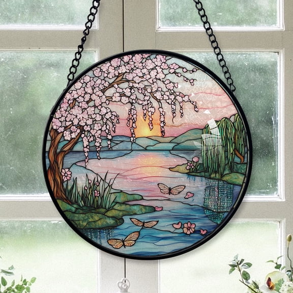 Friend Christmas Gift - Japanese Serenity Dragonfly Christmas Stained Glass Hanging Ornament - Bright Holiday Tree Decoration & Secret Santa Gift for Family & Friends