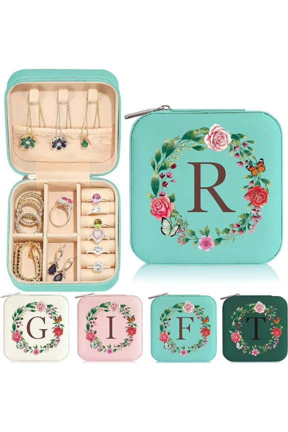 Friend Gift For Women - Travel Jewelry Box | Friend Birthday Gifts For Friend | Best Friend Friendship Gift Idea | Valentines Day Gifts For Friends | Female Friend Gift Ideas - Letter R, Blu[Z2828]