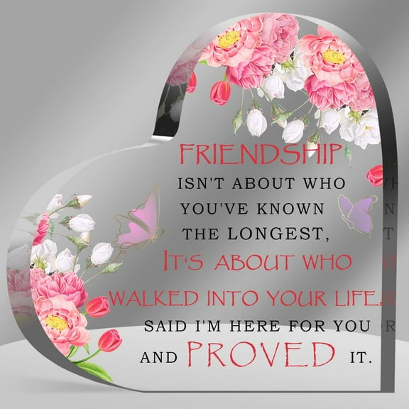 Friend Gifts for Women Friend, Acrylic Heart Keepsake, Friendship Birthday Gifts for Women, Bestie Gifts Cheer up Gift for Bff,Paperweight Keepsake for Home Office Table Shelf